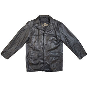 Vintage Walter Davoucci Leather Men's Button Jacket Size Large Black